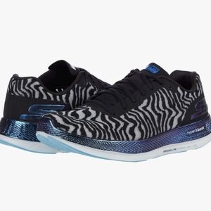 Skechers GoRun Razor 3 Cloak Black and Blue Zebra Print Sneakers